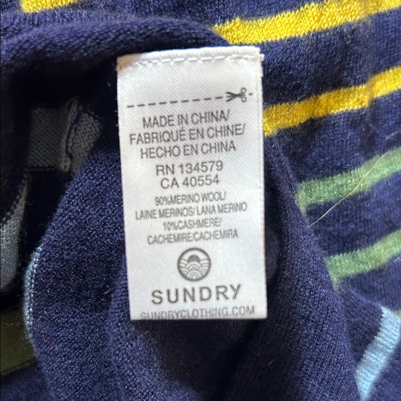 SUNDRY NAVY STRIPED SWEATER, SIZE 2 - Picture 3 of 3